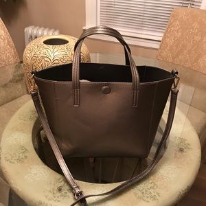 Grey Pewter Tote/ Crossbody Bag. Nice!